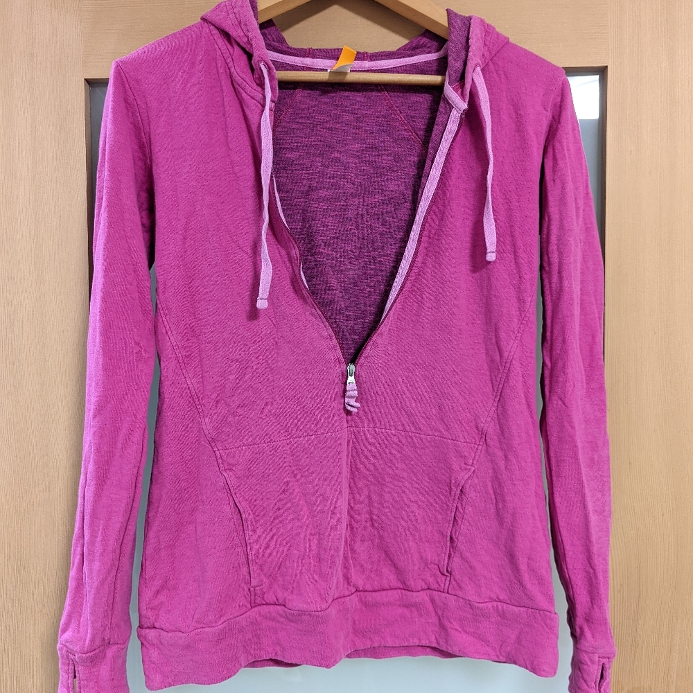 Pullover Hooded Long Sleeve Half Zip Active Wear